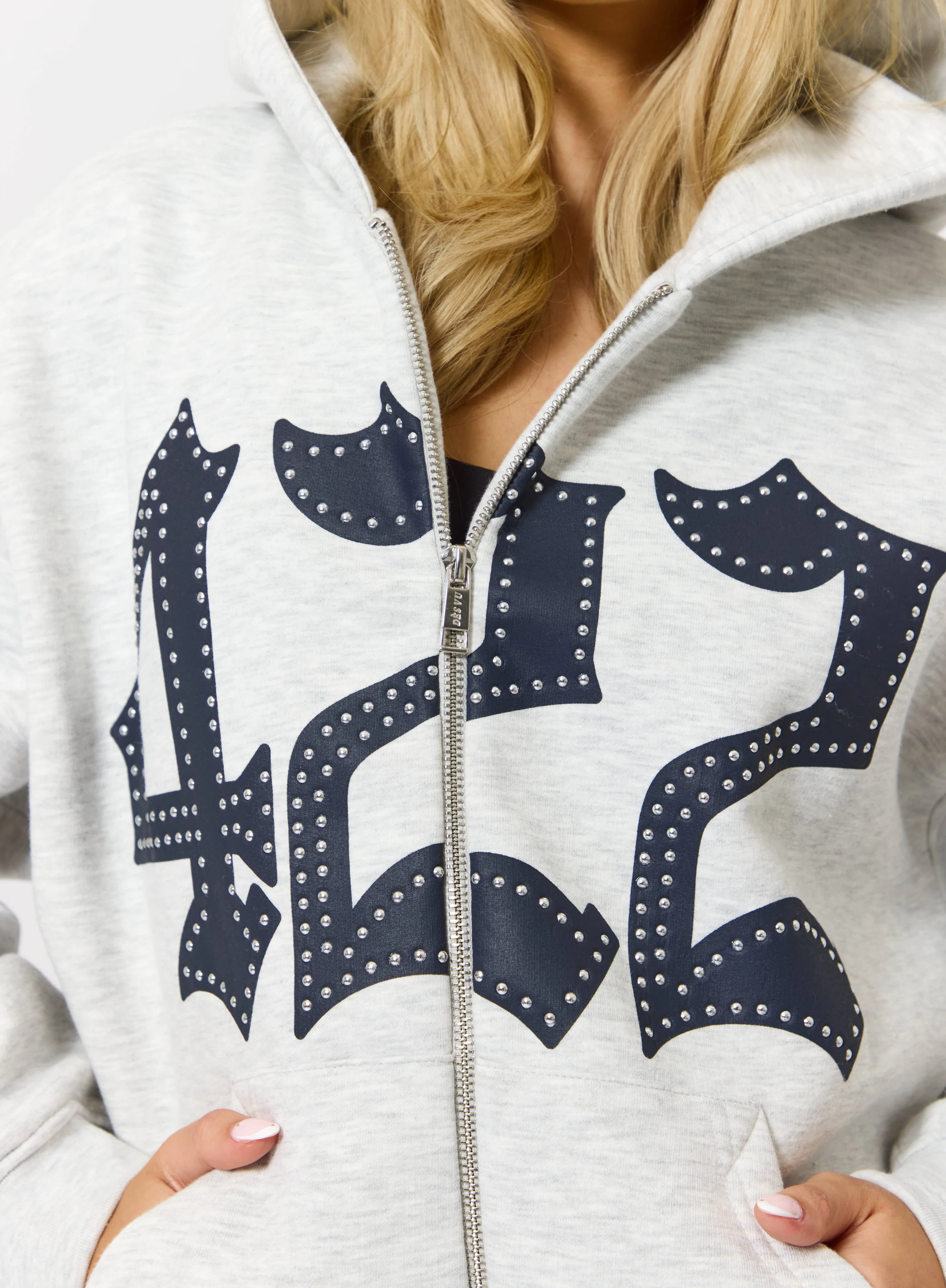 422 Oversized Zip Hoodie - Grey Marl - Image 2