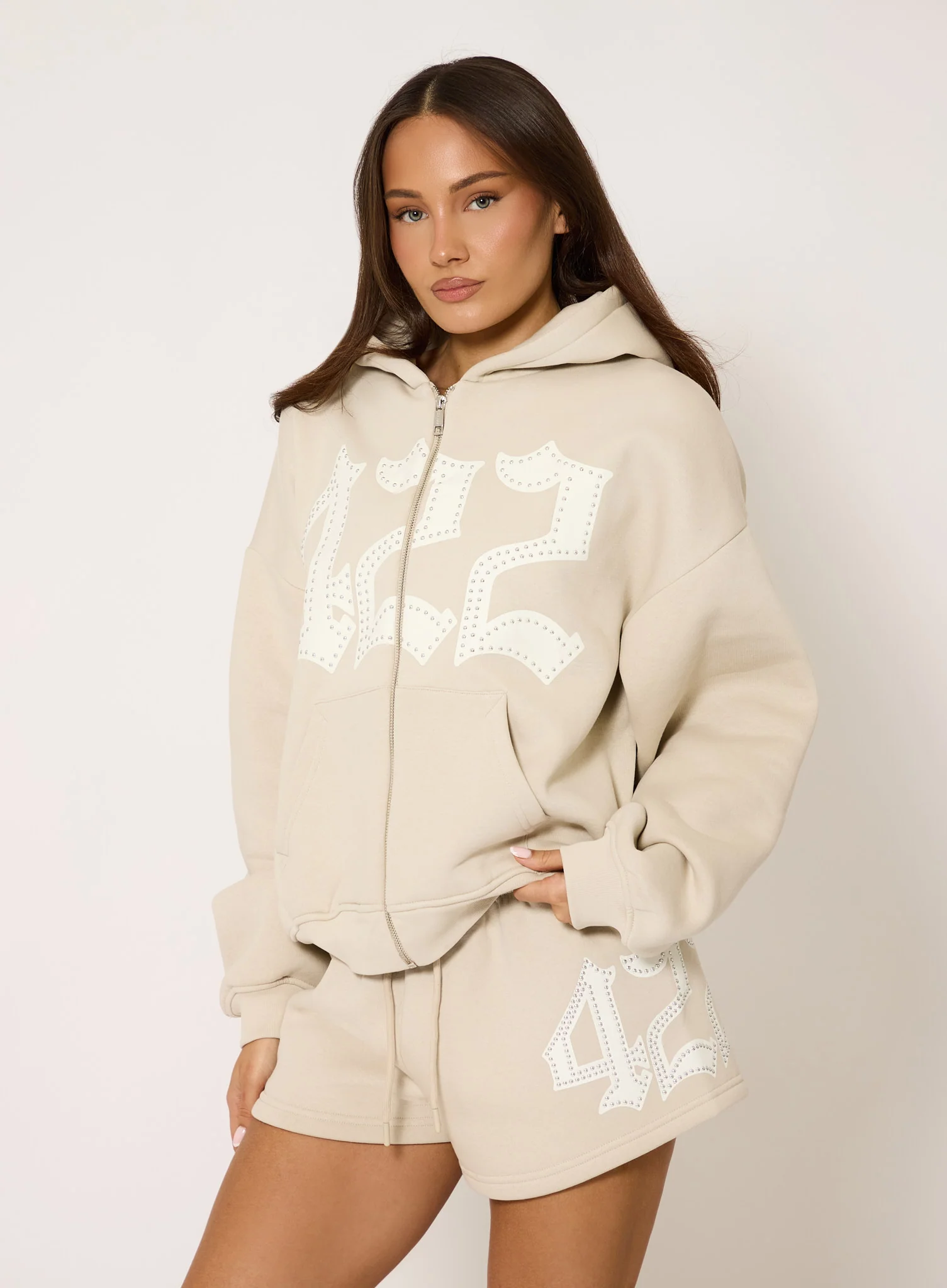 422 Oversized Zip Hoodie - Stone