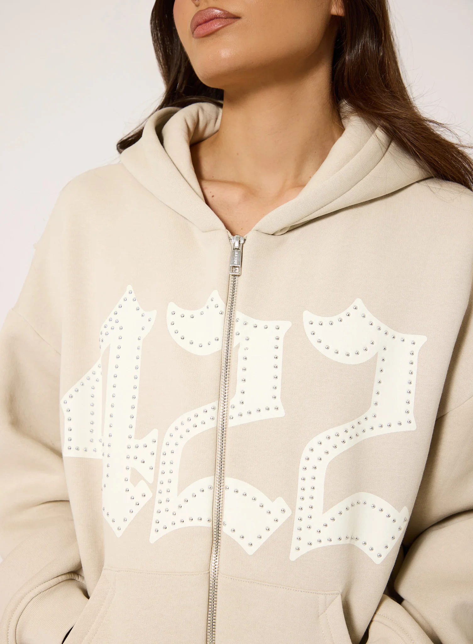 422 Oversized Zip Hoodie - Stone - Image 2
