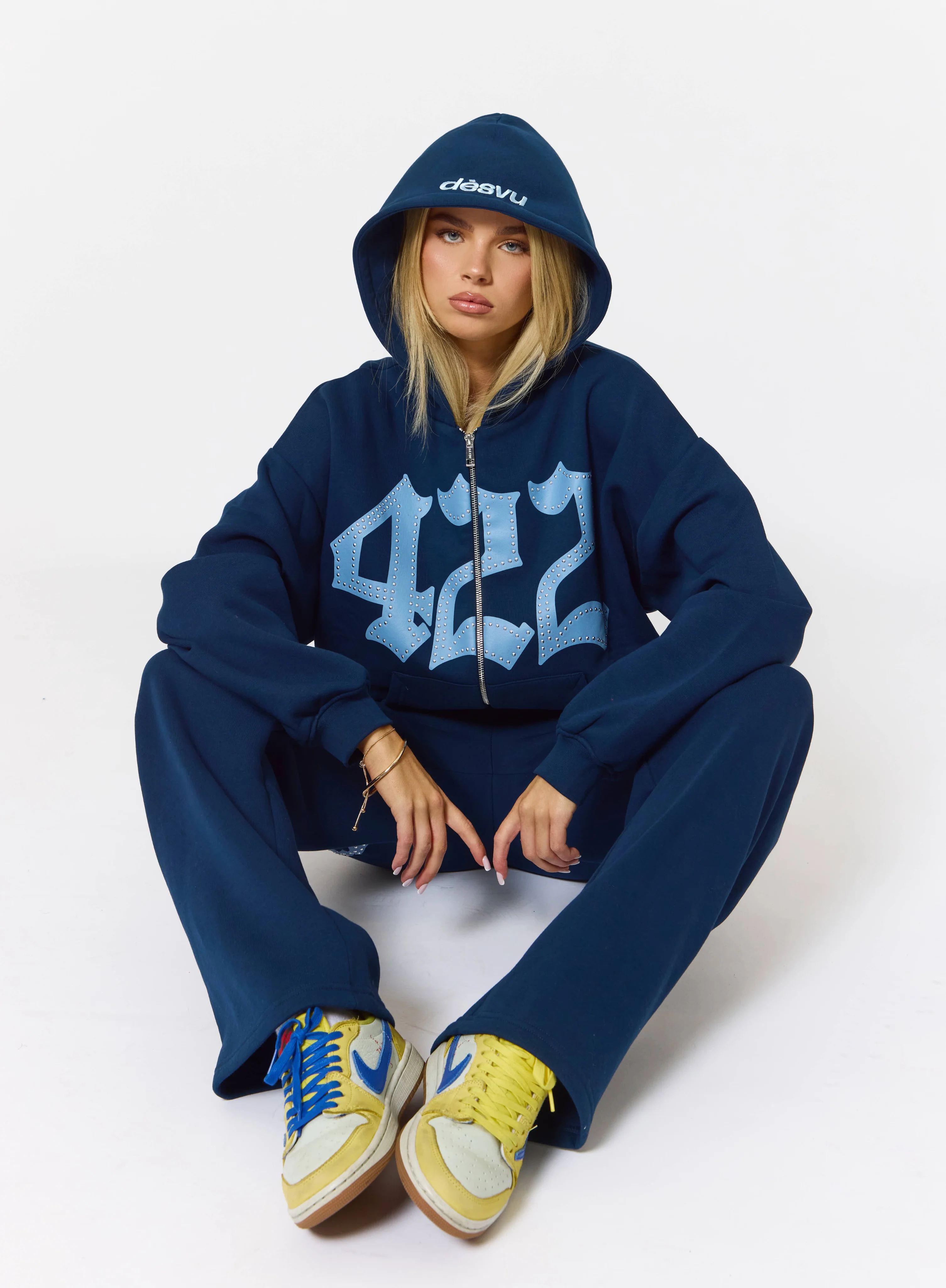 422 Oversized Zip Hoodie - Navy - Image 5