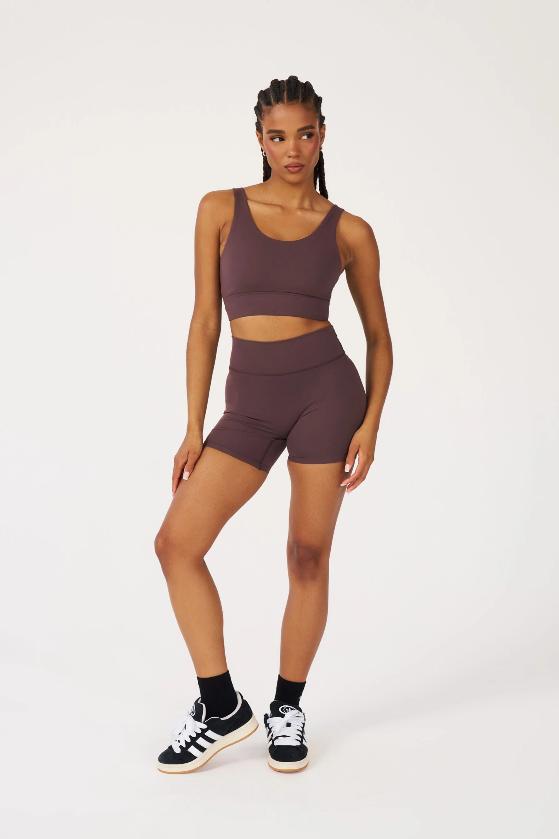 Elasticated Cross Back Bra - Chocolate - Image 4