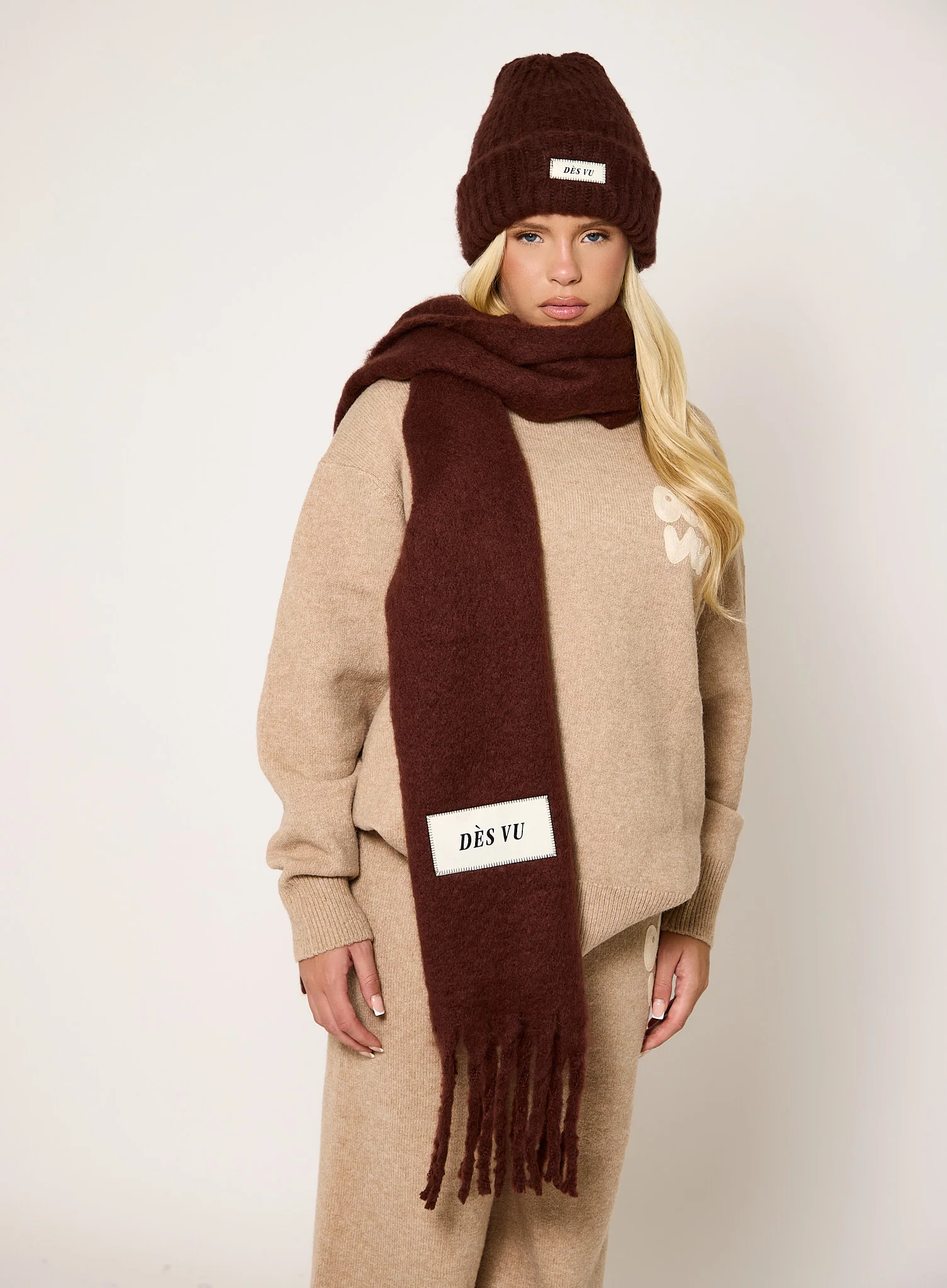Knitted Beanie - Chocolate - Image 3