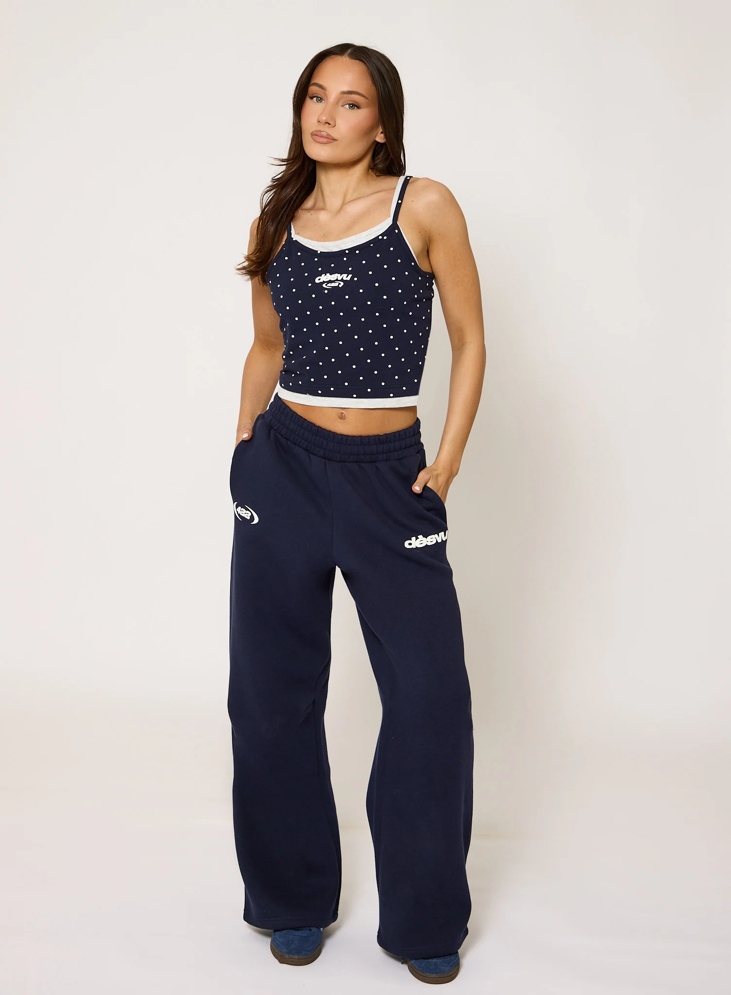Polka Double Layer Vest - Navy - Image 2
