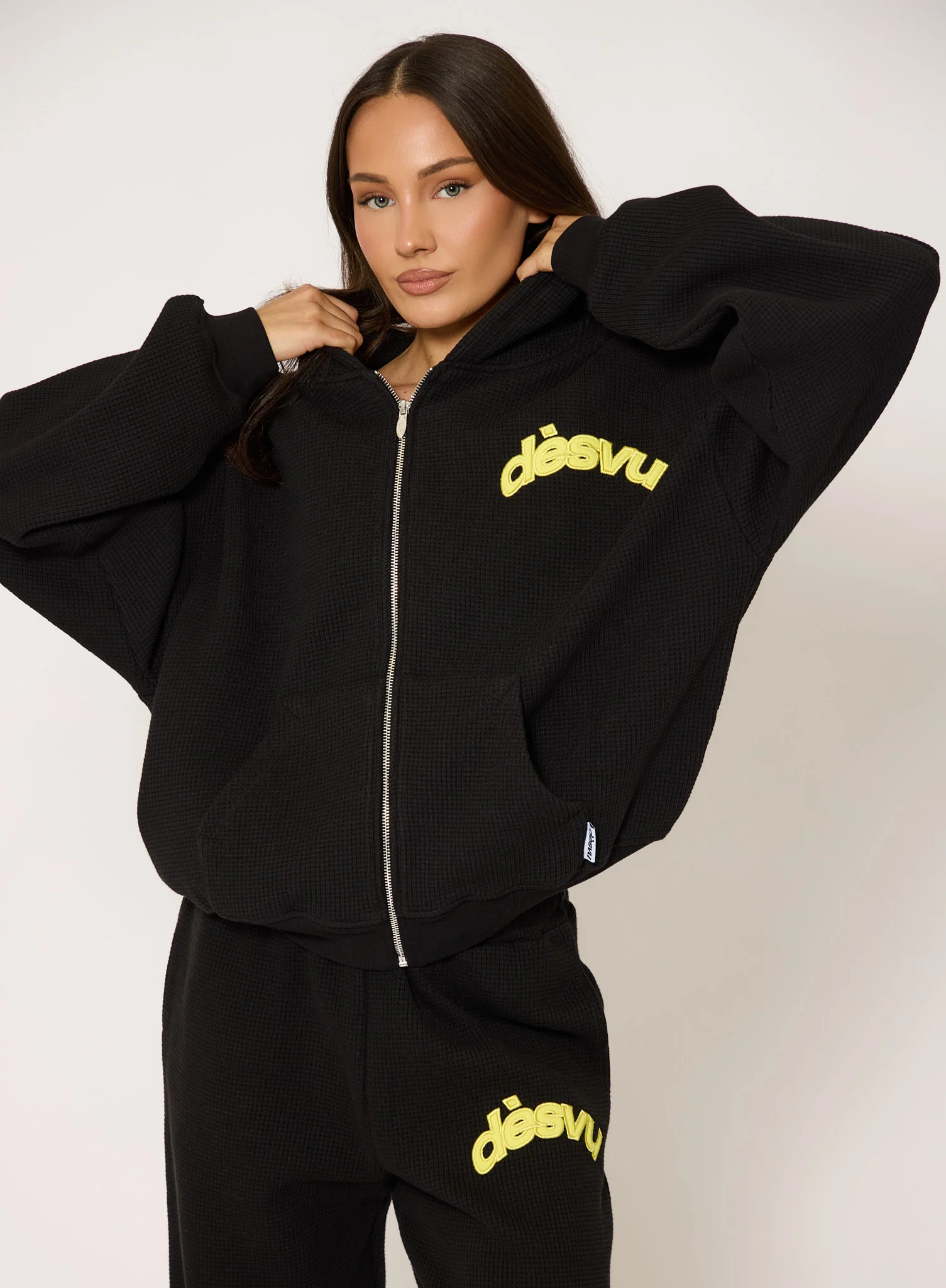 Heavyweight Waffle Hoodie - Black