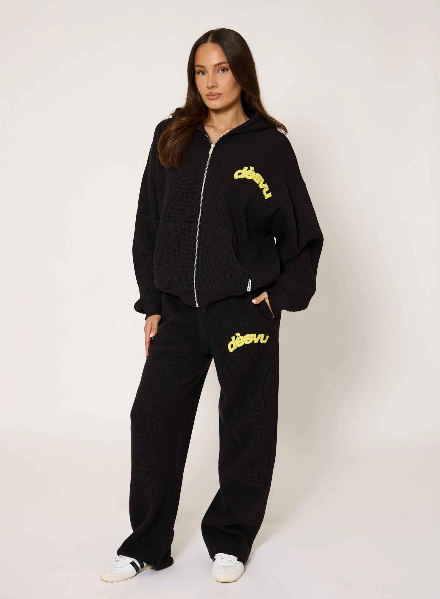 Heavyweight Waffle Hoodie - Black - Image 4