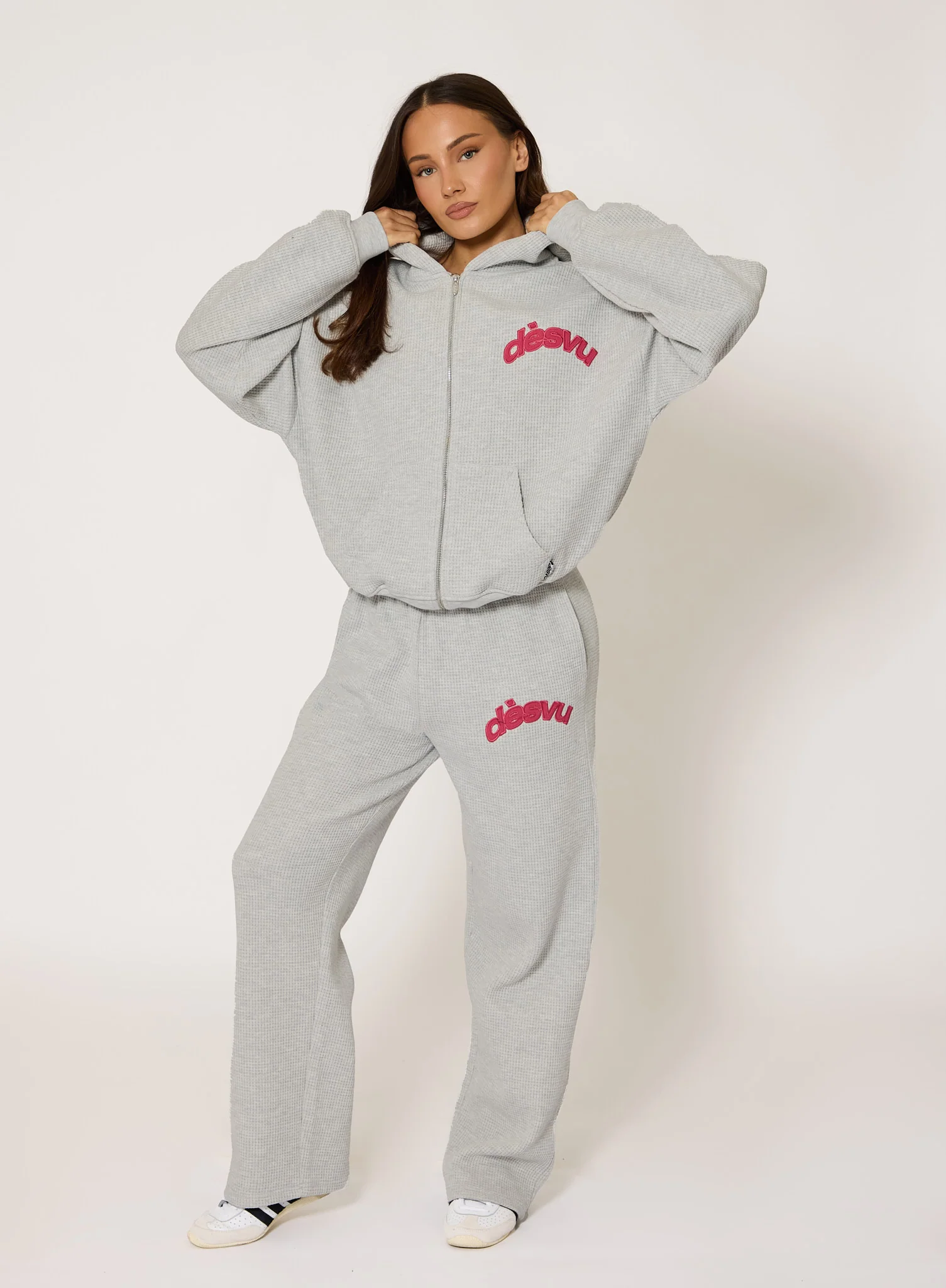 Heavyweight Waffle Hoodie - Grey - Image 3