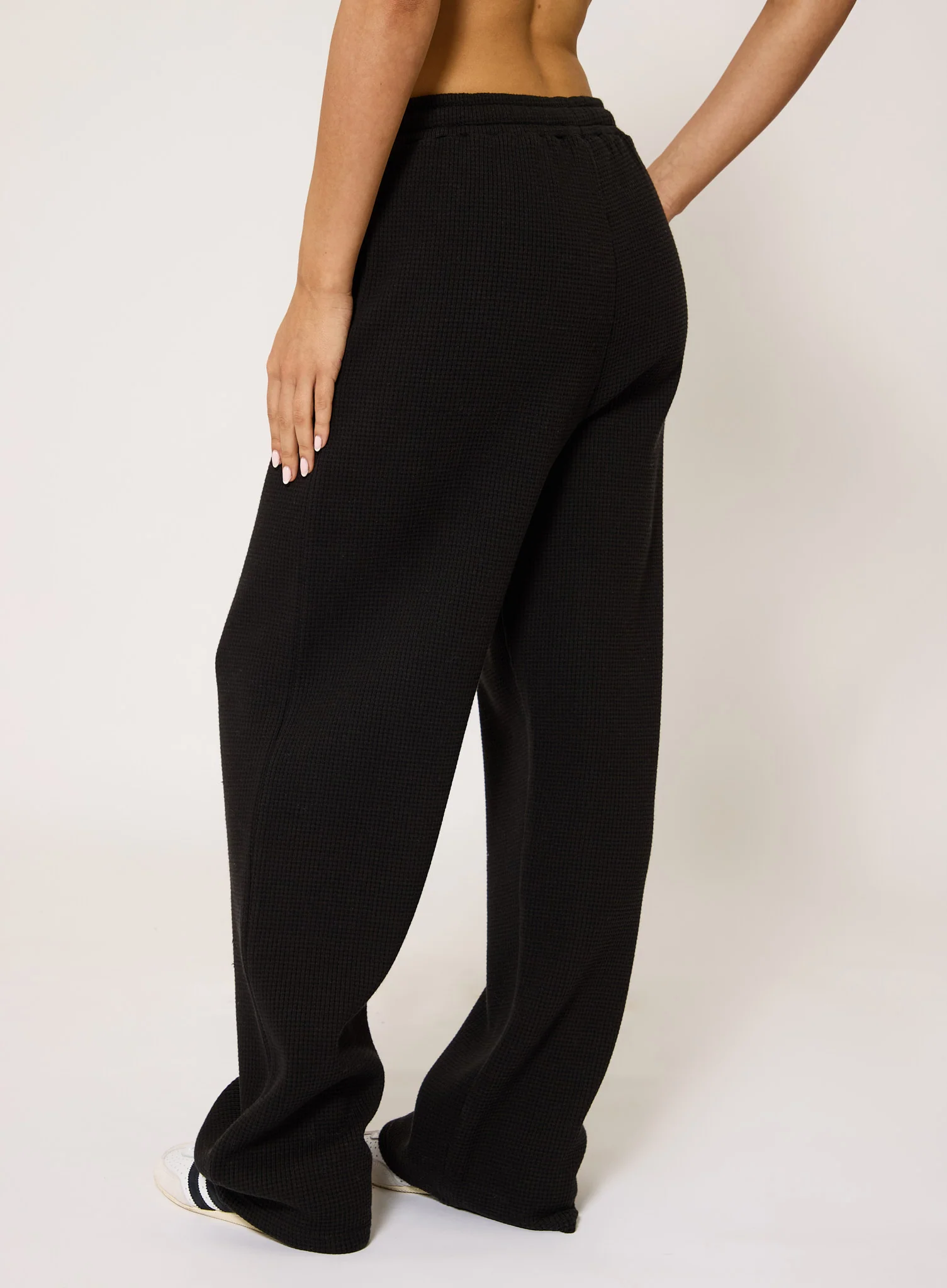 Heavyweight Waffle Joggers - Black - Image 4